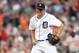 DETROIT, MI - JUNE 17: Max Scherzer #37 of the Detroit Tigers reacts after striking out Chris Davis (not pictured) of the Baltimore Orioles with the bases loaded in the fifth inning during the game against the Baltimore Orioles at Comerica Park on June 17, 2013 in Detroit, Michigan. (Photo by Leon Halip/Getty Images)