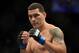 July 11, 2012; San Jose, CA, USA; Chris Weidman reacts during his fight against Mark Munoz (not pictured) during the middleweight bout of the UFC on Fuel TV at HP Pavilion. Mandatory Credit: Kyle Terada-USA TODAY Sports