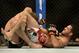 Apr 20, 2013; San Jose, CA, USA; Matt Brown (right) fights Jordan Mein (left) during the welterweight bout of the UFC on Fuel TV at HP Pavilion. Mandatory Credit: Kyle Terada-USA TODAY Sports