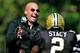 NASHVILLE, TN - OCTOBER 29: Coach James Franklin and Zac Stacy #2 of the Vanderbilt Commodores celebrate after Stacy's touchdown against the Arkansas Razorbacks during play at Vanderbilt Stadium on October 29, 2011 in Nashville, Tennessee. Arkansas won 31-28. (Photo by Grant Halverson/Getty Images)
