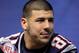 INDIANAPOLIS, IN - JANUARY 31: Aaron Hernandez #81 of the New England Patriots answers questions from the media during Media Day ahead of Super Bowl XLVI against the New York Giants at Lucas Oil Stadium on January 31, 2012 in Indianapolis, Indiana. (Photo by Michael Heiman/Getty Images)