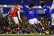 LIVERPOOL, ENGLAND - NOVEMBER 28: Marouane Fellaini of Everton scores his team's first goal to make the score 1-1 during the Barclays Premier League match between Everton and Arsenal at Goodison Park on November 28, 2012 in Liverpool, England. (Photo by Laurence Griffiths/Getty Images)
