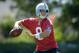 Jun 3, 2013; Alameda, CA, USA; Oakland Raiders quarterback Tyler Wilson (8) throws a pass at organized team activities at the Raiders practice facility. Mandatory Credit: Kirby Lee-USA TODAY Sports