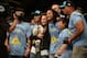 Apr 20, 2013; San Jose, CA, USA; Benson Henderson and Maria Magana poses for a photo with the rest of the team after defeating Gilbert Melendez (not pictured) during the lightweight championship bout of the UFC on Fuel TV at HP Pavilion. Mandatory Credit: Kyle Terada-USA TODAY Sports