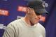 DETROIT, MI - JANUARY 02: Brett Favre #4 of the Minnesota Vikings talks at a post game press conference after a 13-20 loss to the Detroit Lions at Ford Field on January 2, 2011 in Detroit, Michigan. (Photo by Gregory Shamus/Getty Images)