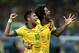 BELO HORIZONTE, BRAZIL - JUNE 26: Neymar and Marcelo of Brazil (R) celebrate their team's second goal during the FIFA Confederations Cup Brazil 2013 Semi Final match between Brazil and Uruguay at Governador Magalhaes Pinto Estadio Mineirao on June 26, 2013 in Belo Horizonte, Brazil. (Photo by Scott Heavey/Getty Images)