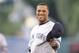 Jun 14, 2013; Anaheim, CA, USA; New York Yankees designated hitter Robinson Cano (24) warms up prior to the game between the Los Angeles Angels and New York Yankees at Angel Stadium of Anaheim. Mandatory Credit: Kelvin Kuo-USA TODAY Sports