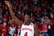 DAYTON, OH - MARCH 24: Victor Oladipo #4 of the Indiana Hoosiers holds his hand up in the air after making a three pointer late in the game against the Temple Owls during the third round of the 2013 NCAA Men's Basketball Tournament at UD Arena on March 24, 2013 in Dayton, Ohio. (Photo by Joe Robbins/Getty Images)
