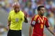 FORTALEZA, BRAZIL - JUNE 27: Referee Howard Webb speaks to Jordi Alba of Spain during the FIFA Confederations Cup Brazil 2013 Semi Final match between Spain and Italy at Castelao on June 27, 2013 in Fortaleza, Brazil. (Photo by Clive Mason/Getty Images)