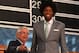 NEW YORK, NY - JUNE 27: Lucas Bebe Nogueira (R) of Brazil poses for a photo with NBA Commissioner David Stern after Nogueira was drafted #16 overall in thhe first round by the Boston Celtics during the 2013 NBA Draft at Barclays Center on June 27, 2013 in in the Brooklyn Bourough of New York City. NOTE TO USER: User expressly acknowledges and agrees that, by downloading and/or using this Photograph, user is consenting to the terms and conditions of the Getty Images License Agreement. (Photo by Mike Stobe/Getty Images)