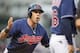 CLEVELAND, OH - JUNE 15: Jason Kipnis #22 of the Cleveland Indians reacts after being called out during a rundown in the third inning against the Washington Nationals at Progressive Field on June 15, 2013 in Cleveland, Ohio. (Photo by Jason Miller/Getty Images)