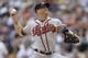MILWAUKEE, WI - JUNE 22: Tim Hudson #15 of the Atlanta Braves pitches in the bottom of the first inning against the Milwaukee Brewers at Miller Park on June 22, 2013 in Milwaukee, Wisconsin. (Photo by Mike McGinnis/Getty Images)