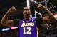 SAN ANTONIO, TX - APRIL 24: Dwight Howard #12 of the Los Angeles Lakers reacts after being fouled against the San Antonio Spurs during Game Two of the Western Conference Quarterfinals of the 2013 NBA Playoffs at AT&T Center on April 24, 2013 in San Antonio, Texas. NOTE TO USER: User expressly acknowledges and agrees that, by downloading and or using this photograph, User is consenting to the terms and conditions of the Getty Images License Agreement. (Photo by Ronald Martinez/Getty Images)