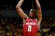 Mar 5, 2013; Columbia, MO, USA; Arkansas Razorbacks guard BJ Young (11) shoots a three pointer against the Missouri Tigers during the first half at Mizzou Arena. Mandatory Credit: Dak Dillon-USA TODAY Sports