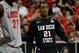 LAS VEGAS, NV - MARCH 15: Jamaal Franklin #21 of the San Diego State Aztecs reacts after a foul against him during the first half of a semifinal game of the Reese's Mountain West Conference Basketball tournament against the New Mexico Lobos at the Thomas & Mack Center on March 15, 2013 in Las Vegas, Nevada. (Photo by Jeff Bottari/Getty Images)