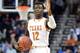 Mar 13, 2013; Kansas City, MO, USA; Texas Longhorns guard Myck Kabongo (12) calls out a play against the Texas Christian Horned Frogs in the first half during the first round of the Big 12 tournament at the Sprint Center. Texas defeated Texas Christian 70-57. Mandatory Credit: Peter G. Aiken-USA TODAY Sports