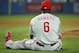 LOS ANGELES, CA - JUNE 27: Ryan Howard #6 of the Philadelphia Phillies sits on the field in the seventh inning against the Los Angeles Dodgers at Dodger Stadium on June 27, 2013 in Los Angeles, California. (Photo by Lisa Blumenfeld/Getty Images)