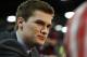 Jun 17, 2013; Boston, MA, USA; Jonathan Drouin is interviewed during a press conference for top prospects for the upcoming 2013 NHL Draft at TD Garden. Mandatory Credit: Greg M. Cooper-USA TODAY Sports