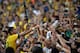 RIO DE JANEIRO, BRAZIL - JUNE 30: Neymar of Brazil celebrates with fans at the end of the FIFA Confederations Cup Brazil 2013 Final match between Brazil and Spain at Maracana on June 30, 2013 in Rio de Janeiro, Brazil. (Photo by Laurence Griffiths/Getty Images)
