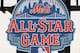 Aug 7, 2012; Flushing, NY,USA; Mr. Met unveils the 2013 All Star Game logo before the game between the New York Mets and the Miami Marlins at Citi Field. Mandatory Credit: Anthony Gruppuso-USA TODAY Sports