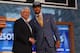 NEW YORK, NY - JUNE 27: Trey Burke (R) of Michigan poses for a photo with NBA Commissioner David Stern after Burke was drafted #9 overall in the first round by the Minnesota Timberwolves during the 2013 NBA Draft at Barclays Center on June 27, 2013 in in the Brooklyn Borough of New York City. NOTE TO USER: User expressly acknowledges and agrees that, by downloading and/or using this Photograph, user is consenting to the terms and conditions of the Getty Images License Agreement. (Photo by Mike Stobe/Getty Images)