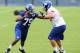 EAST RUTHERFORD, NJ - MAY 11: Demontre Moore #79 of the New York Giants runs through a drill during the New York Giants Rookie Camp on May 11, 2013 at the Timex Performance Center in East Rutherford, New Jersey. (Photo by Elsa/Getty Images)