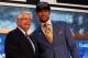 NEW YORK, NY - JUNE 27: Trey Burke (R) of Michigan poses for a photo with NBA Commissioner David Stern after Burke was drafted #9 overall in the first round by the Minnesota Timberwolves during the 2013 NBA Draft at Barclays Center on June 27, 2013 in in the Brooklyn Borough of New York City. Burke was traded later in the evening to the Utah Jazz. NOTE TO USER: User expressly acknowledges and agrees that, by downloading and/or using this Photograph, user is consenting to the terms and conditions of the Getty Images License Agreement. (Photo by Mike Stobe/Getty Images)