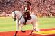 LOS ANGELES, CA - NOVEMBER 10: USC mascot Traveler performs during the game between the USC Trojans and the Arizona State Sun Devils at the Los Angeles Memorial Coliseum on November 10, 2012 in Los Angeles, California. USC won 38-17. (Photo by Stephen Dunn/Getty Images)