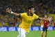 RIO DE JANEIRO, BRAZIL - JUNE 30: Neymar of Brazil celebrates scoring his team's second goal to make the score 2-0 during the FIFA Confederations Cup Brazil 2013 Final match between Brazil and Spain at Maracana on June 30, 2013 in Rio de Janeiro, Brazil. (Photo by Laurence Griffiths/Getty Images)