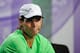 LONDON, ENGLAND - JUNE 24: Rafael Nadal of Spain reacts as he speaks to members of the media during a press conference following his defeat to Steve Darcis of Belgium in their Gentlemen's Singles first round match on day one of the Wimbledon Lawn Tennis Championships at the All England Lawn Tennis and Croquet Club on June 24, 2013 in London, England. (Photo by Thomas Lovelock/AELTC - Pool/Getty Images)