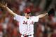 CINCINNATI, OH - JULY 2: Homer Bailey #34 of the Cincinnati Reds celebrates after throwing a no-hitter against the San Francisco Giants at Great American Ball Park on July 2, 2013 in Cincinnati, Ohio. The Reds won 3-0. (Photo by Joe Robbins/Getty Images)