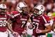September 15, 2012; Columbia, SC, USA; South Carolina Gamecocks defensive end Jadeveon Clowney (7) and defensive end Aldrick Fordham (57) celebrate a Clowney sack against the UAB Blazers in the second half at Williams-Brice Stadium. Mandatory Credit: Jeff Blake-USA TODAY Sports