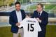 MADRID, SPAIN - JULY 05: Daniel Carvajal (L) holds up his Real Madrid shirt as he stands alongside President Florentino Perez (R) during his presentation as a new Real Madrid player at Estadio Santiago Bernabeu on July 5, 2013 in Madrid, Spain. (Photo by Gonzalo Arroyo Moreno/Getty Images)