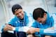 MADRID, SPAIN - MAY 26: Cristiano Ronaldo (L) of Real Madrid CF listens to music with teammate Pepe (R) on their cell phones prior to start the La Liga match between Real Sociedad de Futbol and Real Madrid CF at Estadio Anoeta on May 26, 2013 in San Sebastian, Spain. (Photo by Gonzalo Arroyo/Getty Images)