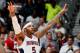 ATLANTA, GA - APRIL 29: Josh Smith #5 of the Atlanta Hawks reacts to the fans in the final minutes of their 102-91 win over the Indiana Pacers during Game Four of the Eastern Conference Quarterfinals of the 2013 NBA Playoffs at Philips Arena on April 29, 2013 in Atlanta, Georgia. NOTE TO USER: User expressly acknowledges and agrees that, by downloading and or using this photograph, User is consenting to the terms and conditions of the Getty Images License Agreement. (Photo by Kevin C. Cox/Getty Images)
