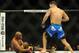 Jul 6, 2013; Las Vegas, NV, USA; Chris Weidman, blue shorts, defeated Anderson Silva (yellow shorts) in their Middleweight Chamionship Bout in the second round with a TKO at the MGM Grand Garden Arena. Mandatory Credit: Jayne Kamin-Oncea-USA TODAY Sports