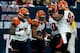 HOUSTON, TX - JANUARY 05: (L-R) Vontaze Burfict #55, Leon Hall #29, Reggie Nelson #20 and Carlos Dunlap #96 of the Cincinnati Bengals celebrate after Hall returned an interception 21-yards for a touchdown in the first half against the tt during their AFC Wild Card Playoff Game at Reliant Stadium on January 5, 2013 in Houston, Texas. (Photo by Scott Halleran/Getty Images)