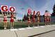 Sep 24, 2011; Laramie, WY, USA; Nebraska Cornhuskers cheerleaders warm up before the game between the Nebraska Cornhuskers and the Wyoming Cowboys. Mandatory Credit: Troy Babbitt-USA TODAY Sports