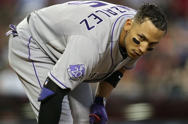 Carlos Gonzalez Forced out of Game with Sprained Middle Finger
