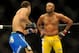Jul 6, 2013; Las Vegas, NV, USA; Chris Weidman, blue shorts, defeated Anderson Silva (yellow shorts) in the second round with a TKO in their Middleweight Chamionship Bout at the MGM Grand Garden Arena. Mandatory Credit: Jayne Kamin-Oncea-USA TODAY Sports