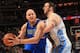 DENVER, CO - APRIL 04: Chris Kaman #35 of the Dallas Mavericks controls the ball against Kosta Koufos #41 of the Denver Nuggets at the Pepsi Center on April 4, 2013 in Denver, Colorado. NOTE TO USER: User expressly acknowledges and agrees that, by downloading and or using this photograph, User is consenting to the terms and conditions of the Getty Images License Agreement. (Photo by Doug Pensinger/Getty Images)