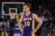 March 25, 2013; Oakland, CA, USA; Los Angeles Lakers point guard Steve Nash (10) looks on during the fourth quarter against the Golden State Warriors at Oracle Arena. The Warriors defeated the Lakers 109-103. Mandatory Credit: Kyle Terada-USA TODAY Sports