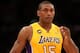 LOS ANGELES, CA - APRIL 09: Metta World Peace #15 of the Los Angeles Lakers enters the game for the first time off the bench against the New Orleans Hornets at Staples Center on April 9, 2013 in Los Angeles, California. The Lakers won 104-96. NOTE TO USER: User expressly acknowledges and agrees that, by downloading and or using this photograph, User is consenting to the terms and conditions of the Getty Images License Agreement. (Photo by Stephen Dunn/Getty Images)