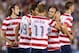 SAN DIEGO, CA - JULY 05: (L-R) Mix Diskerud #8, Chris Wondolowski #19, Stuart Holden #11 and Landon Donovan #10 of the USA celebrate Wondolowski's goal against Guatemala in the second half at Qualcomm Stadium on July 5, 2013 in San Diego, California. The USA defeated Guatemala 6-0. (Photo by Jeff Gross/Getty Images)