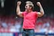 May 19, 2013; St. Louis, MO, USA; WWF personality Chris Jericho reacts after throwing out a first pitch before the St. Louis Cardinals play the Milwaukee Brewers at Busch Stadium. St. Louis defeated Milwaukee 4-2. Mandatory Credit: Jeff Curry-USA TODAY Sports