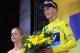 AX 3 DOMAINES, FRANCE - JULY 06: 6: 6: 6: 6: New race leader Chris Froome of Great Britain and Sky Procycling celebrates on the podium after winning stage eight of the 2013 Tour de France, a 195KM road stage from Castres to Ax 3 Domaines, on July 6, 2013 in Ax 3 Domaines, France. (Photo by Bryn Lennon/Getty Images)