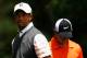ARDMORE, PA - JUNE 14: (L-R) Tiger Woods of the United States waits alongside Rory McIlroy of Northern Ireland on the 16th tee during Round Two of the 113th U.S. Open at Merion Golf Club on June 14, 2013 in Ardmore, Pennsylvania. (Photo by Scott Halleran/Getty Images)