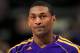 DENVER, CO - FEBRUARY 25: Metta World Peace #15 of the Los Angeles Lakers looks on during warm ups prior to facing the Denver Nuggets at the Pepsi Center on February 25, 2013 in Denver, Colorado. The Nuggets defeated the Lakers 119-108. NOTE TO USER: User expressly acknowledges and agrees that, by downloading and or using this photograph, User is consenting to the terms and conditions of the Getty Images License Agreement. (Photo by Doug Pensinger/Getty Images)