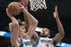 Apr 15, 2013; Minneapolis, MN, USA; Minnesota Timberwolves small forward Andrei Kirilenko (47) and power forward Derrick Williams (7) rebound against the Utah Jazz in the fourth quarter at Target Center. The Jazz won 96-80. Mandatory Credit: Greg Smith-USA TODAY Sports