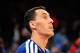 May 5, 2013; New York, NY, USA; New York Knicks point guard Pablo Prigioni (9) looks on before the first half of game one of the second round of the NBA Playoffs against the Indiana Pacers. Pacers won the game 102-95. Mandatory Credit: Joe Camporeale-USA TODAY Sports